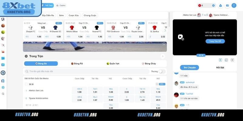 Thể thao 8XBET– Kèo đa dạng với tỷ lệ hấp dẫn